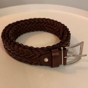 Moroccan Woven Leather Belt Brown NWOT Boho Braided Handcrafted 51” Artisan Belt